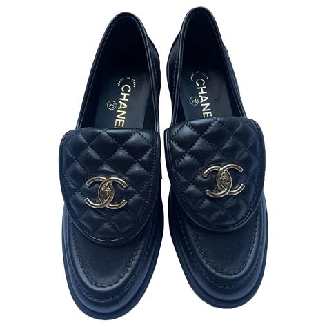 chanel moccasins black|chanel moccasin loafers black.